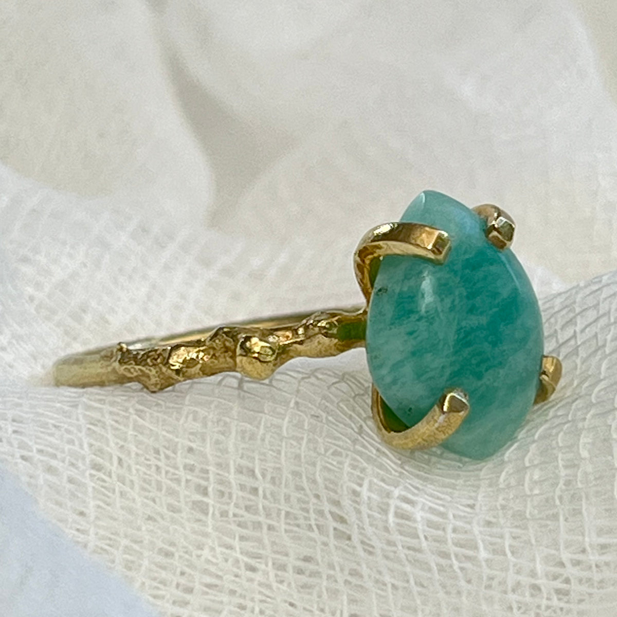 Gemstone Claw Ring - Amazonite or Moonstone - Silver Or Gold