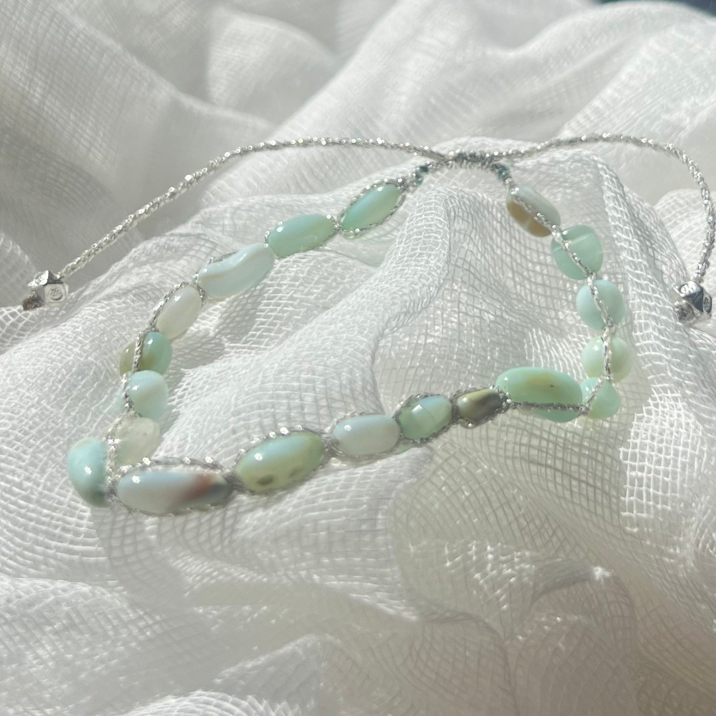 Gemstone and metallic cord Bracelet