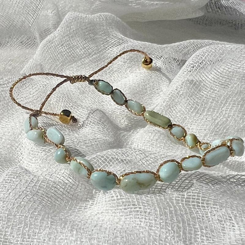Gemstone and metallic cord Bracelet