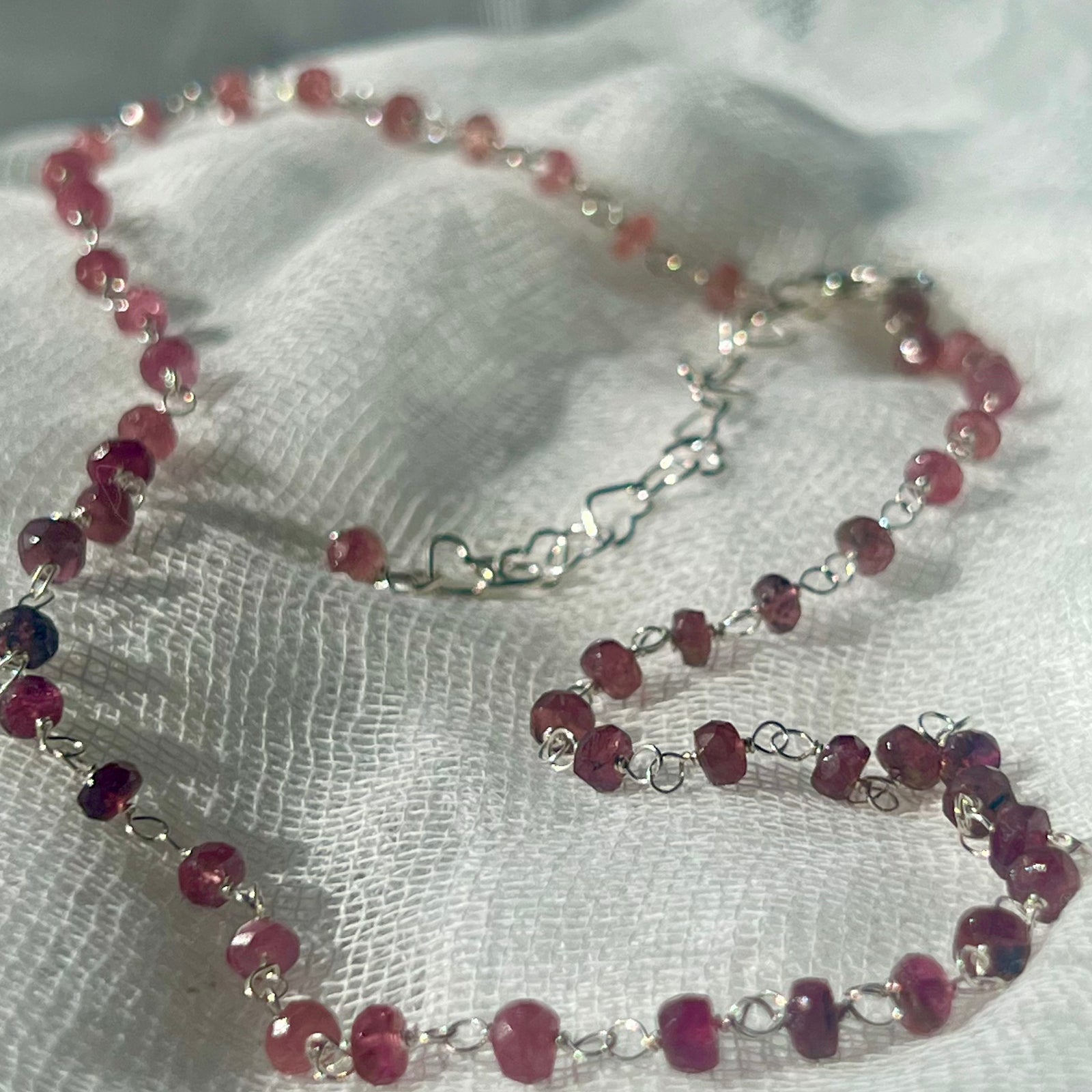 Pink Tourmaline Silver Necklace