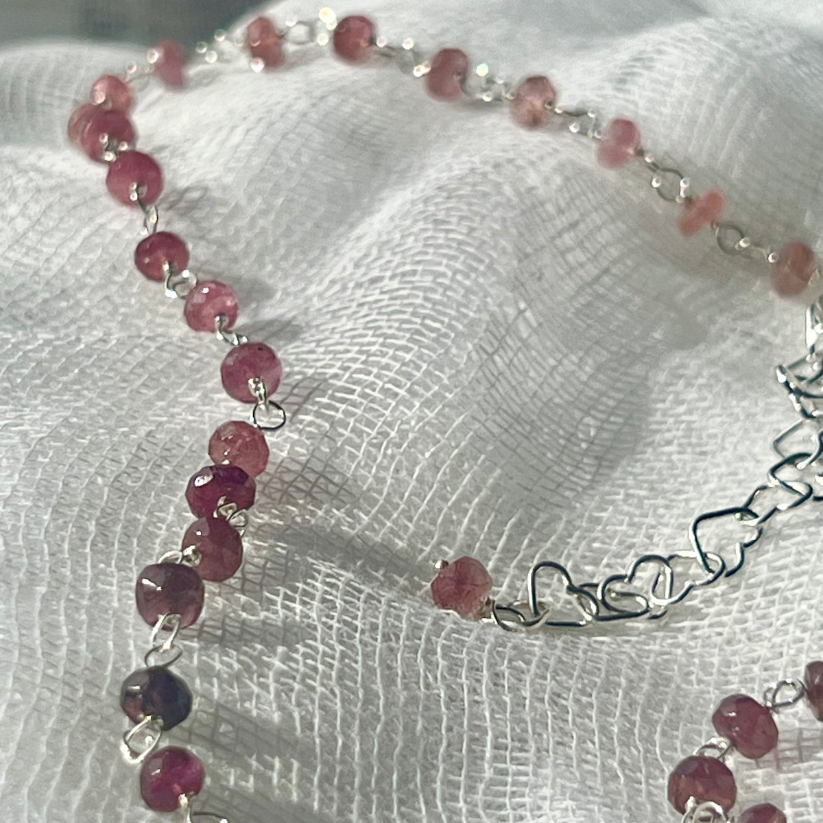 Pink Tourmaline Silver Necklace