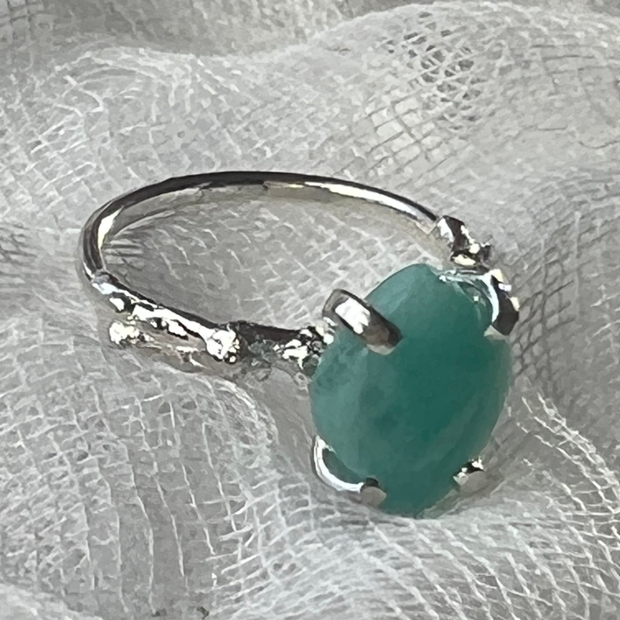 Gemstone Claw Ring - Amazonite or Moonstone - Silver Or Gold