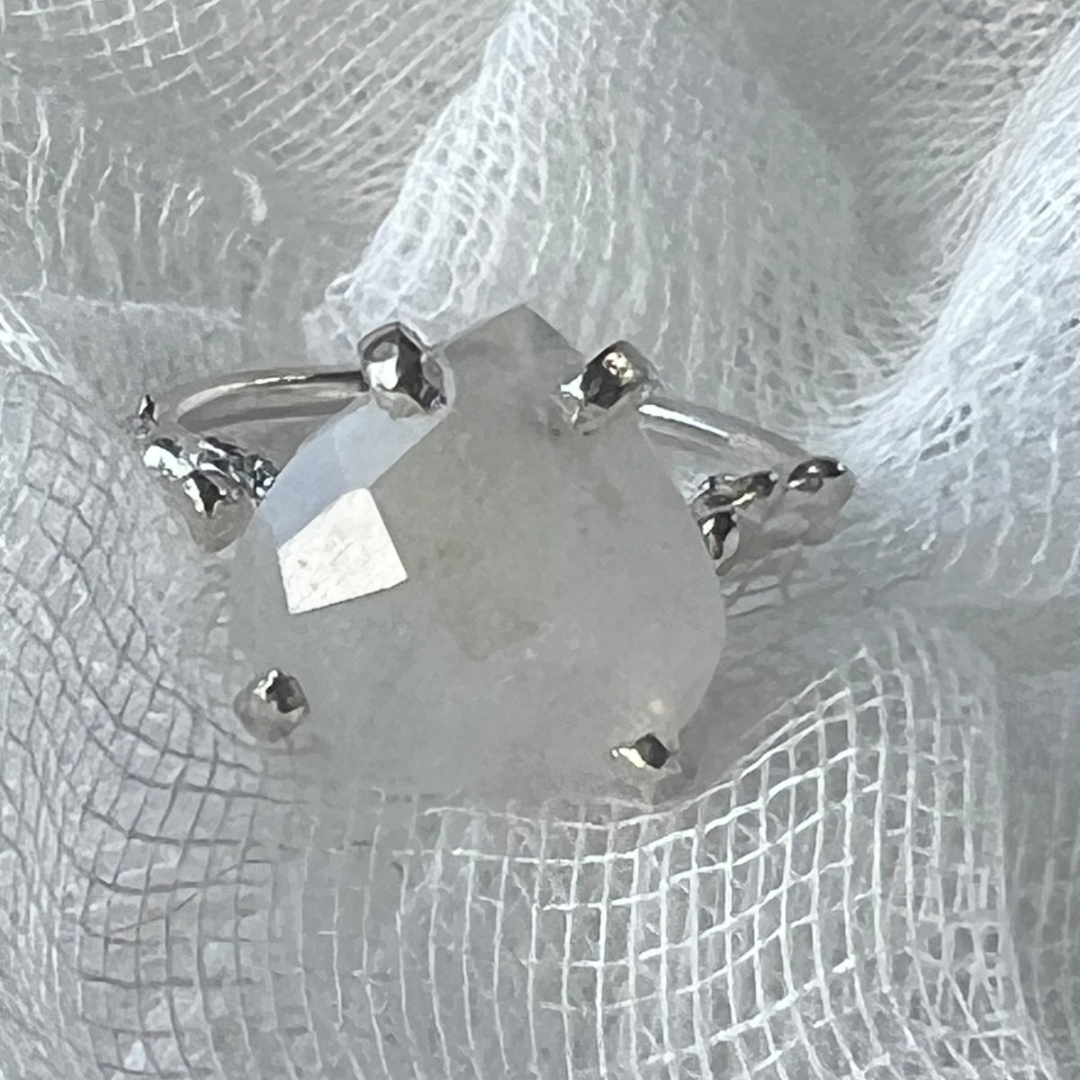 Gemstone Claw Ring - Amazonite or Moonstone - Silver Or Gold