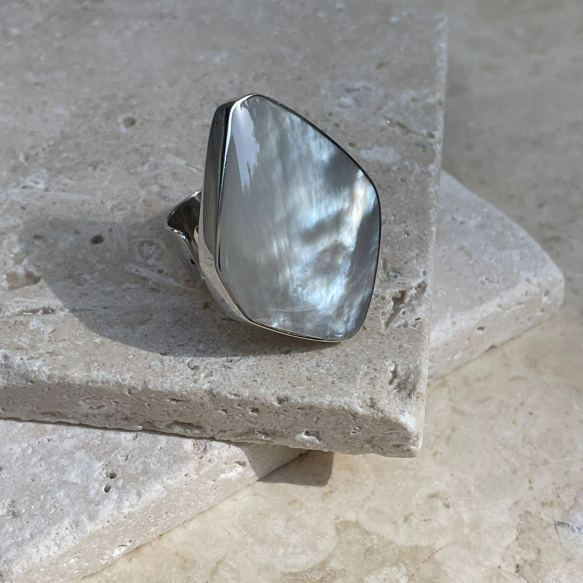 Mother of Pearl adjustable statement ring