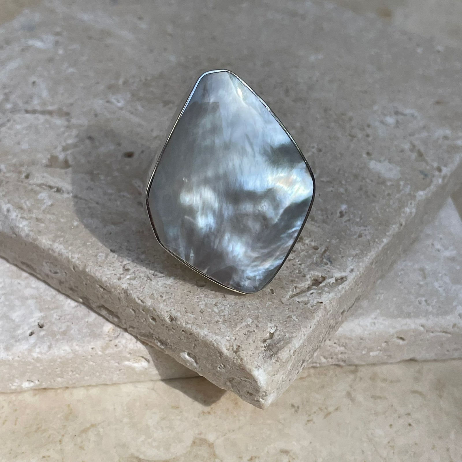 Mother of Pearl adjustable statement ring