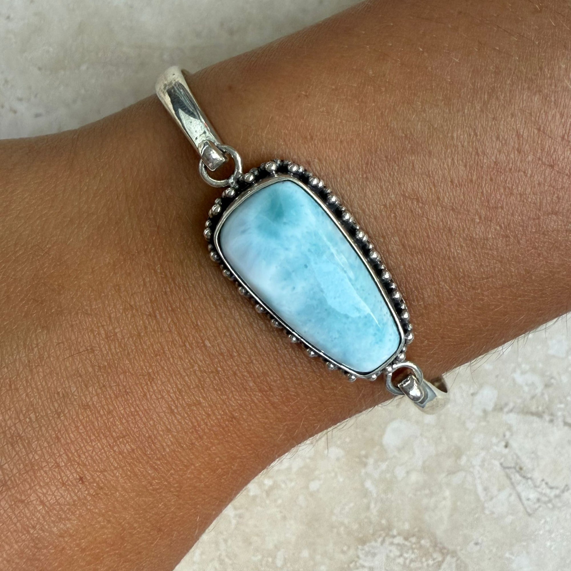 Larimar Silver Bangles