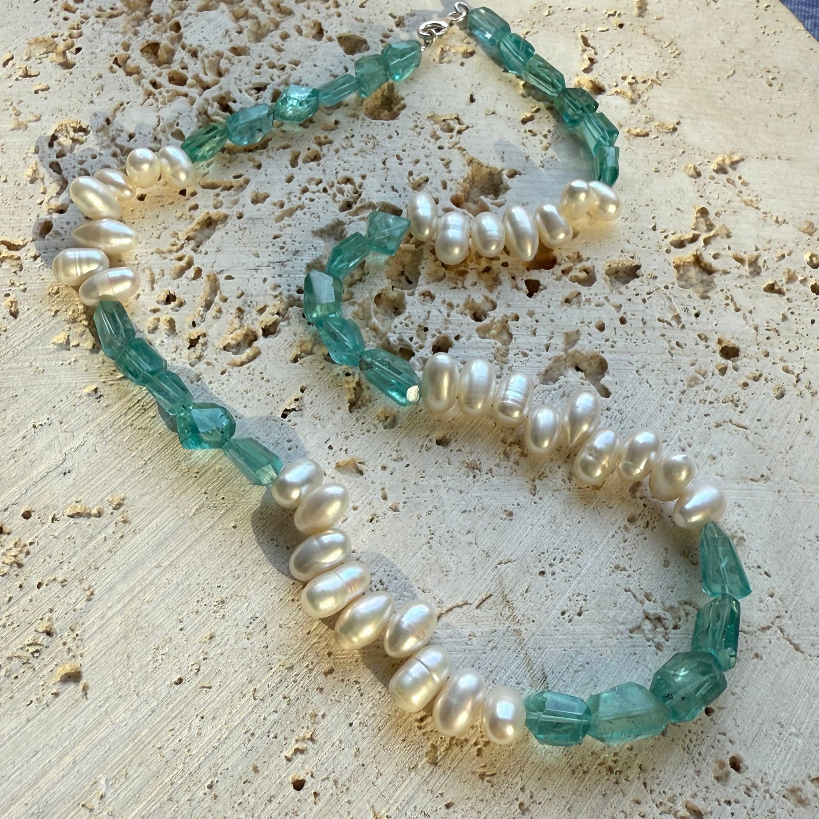 Apatite and Pearl - Freedom Necklace