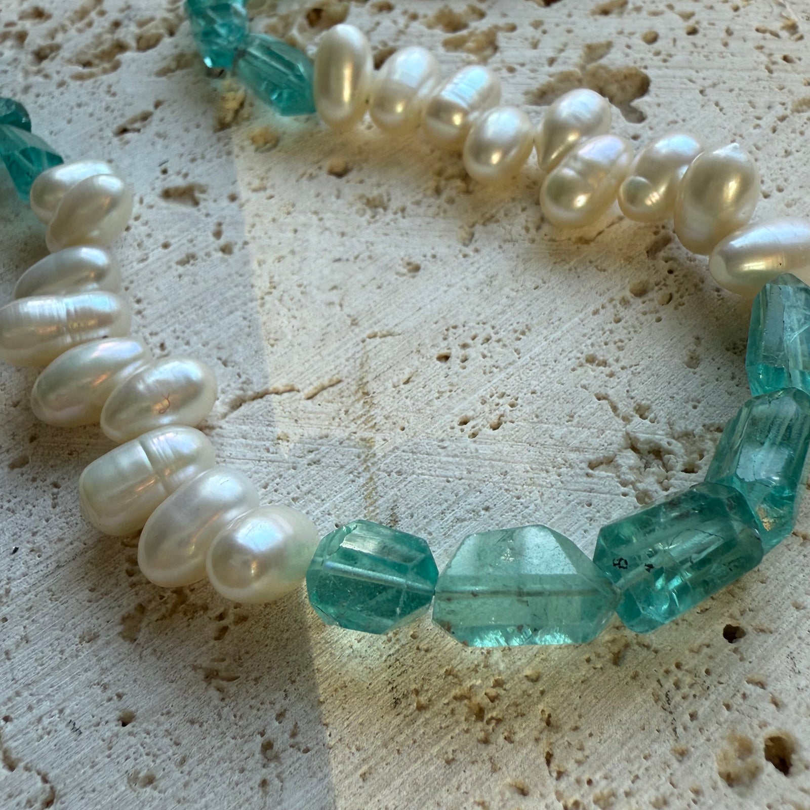 Apatite and Pearl - Freedom Necklace