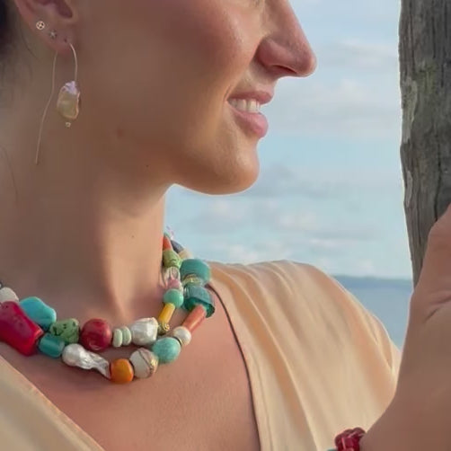 Pink Baroque Pearl Hook Earrings