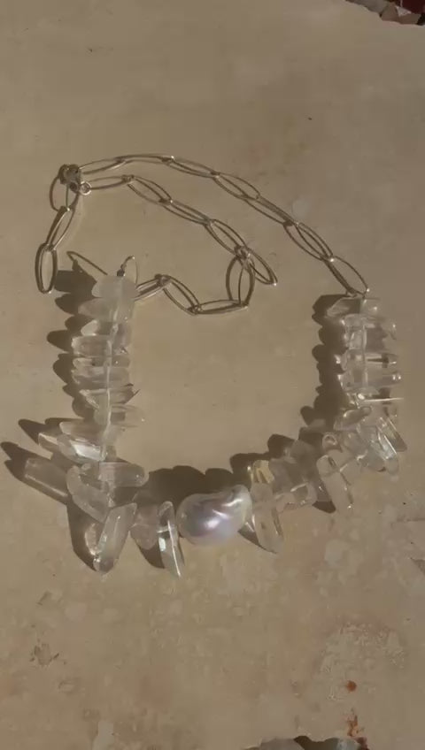 Baroque Pearl and stone - One of a kind necklaces