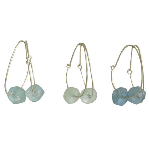 Silver Recycled Glass Hoop Earrings