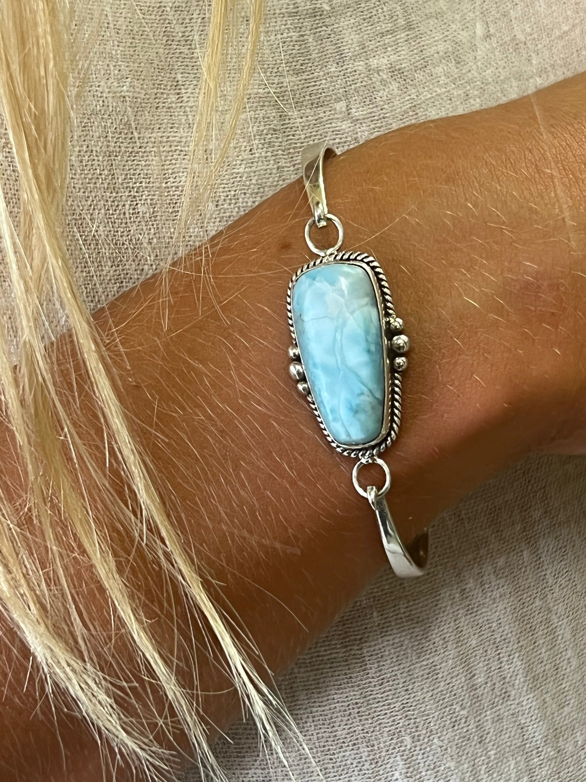 Rectangle Larimar Silver Bangle