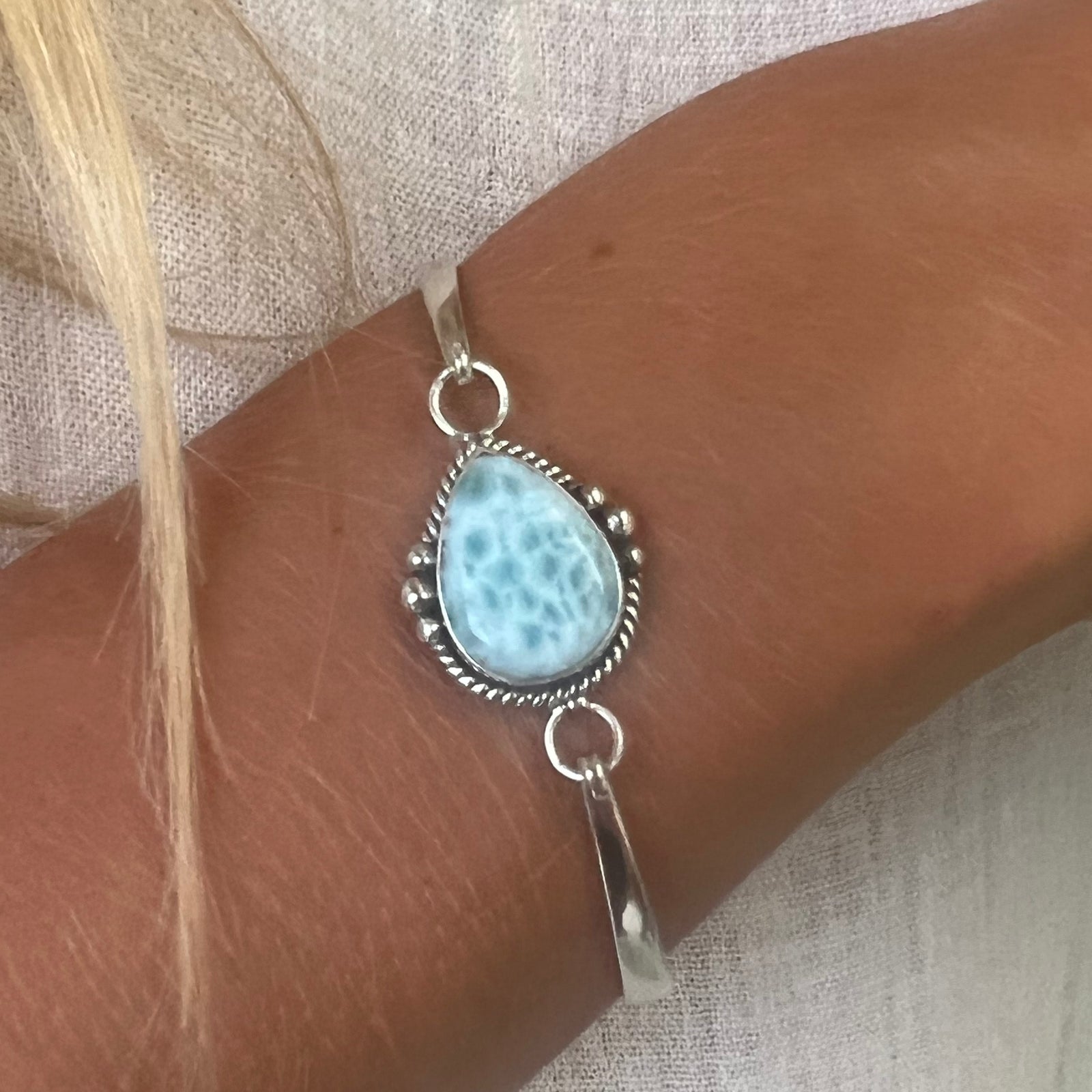 Larimar Silver Bangles