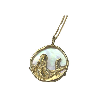 GOLD AND MOTHER OF PEARL MERMAID NECKLACE