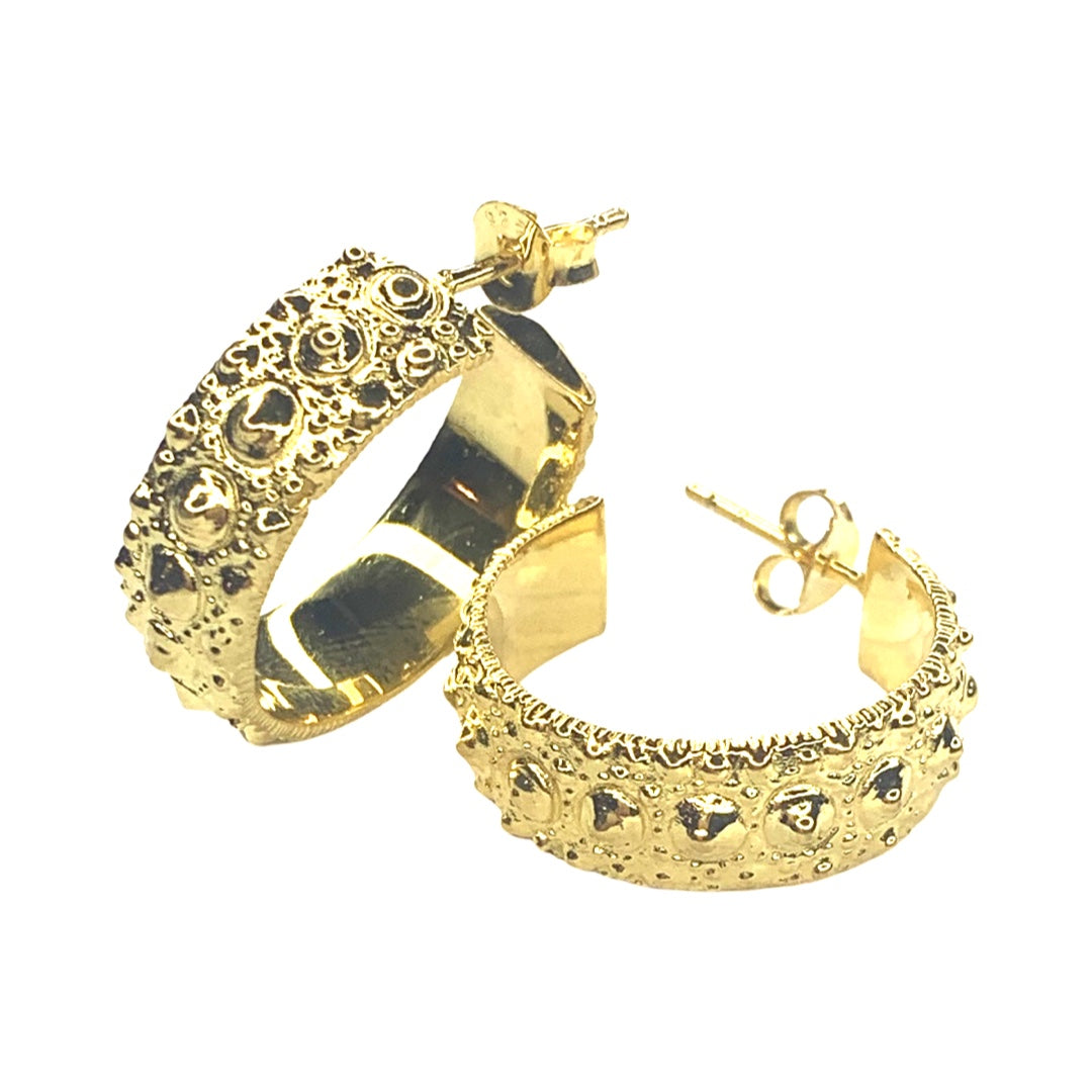 Sea Urchin Hoop Earrings in Silver or Gold