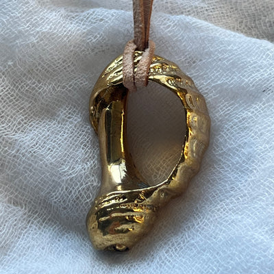 Large Gold broken shell -  Heart Necklace
