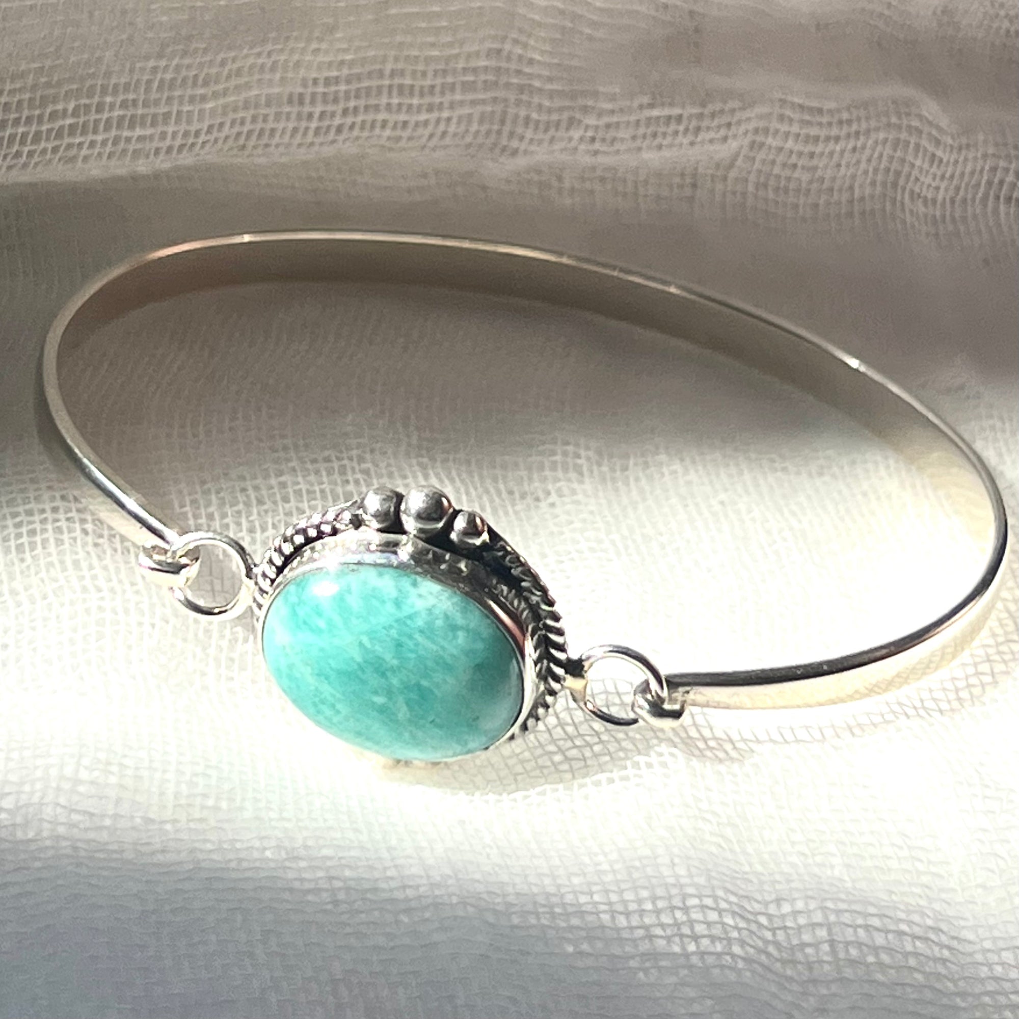 Amazonite Silver Bangle