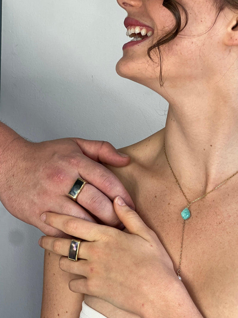 Amazonite/ Prehnite and Pearl Drop necklace