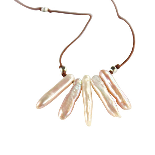 Keshi Pearls on Cord Necklace