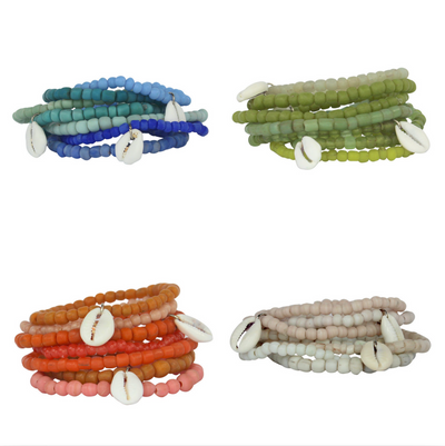 Recycled Glass Bracelet Stacks of 7