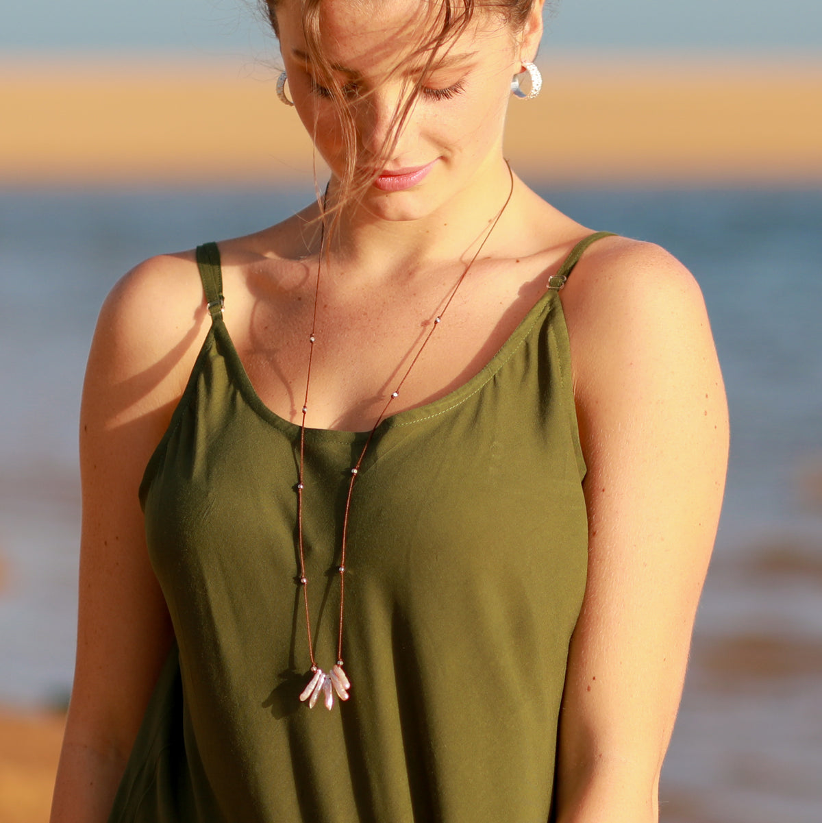 Keshi Pearls on Cord Necklace