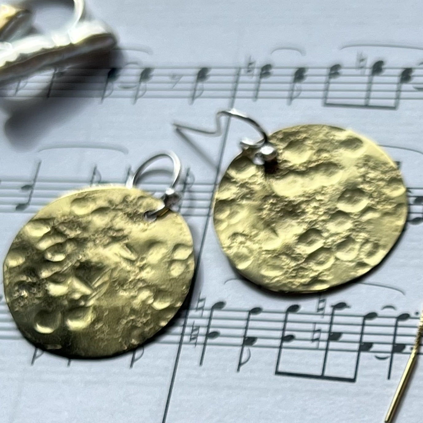 Coin hammered gold Earrings