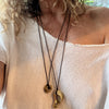 Large Gold broken shell -  Heart Necklace
