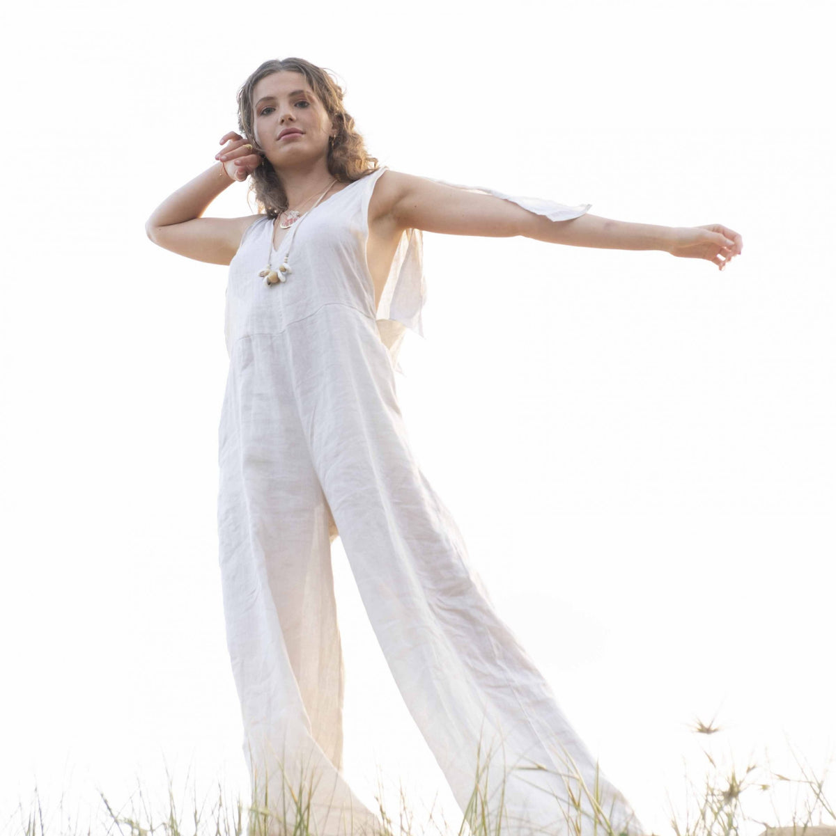 Linen Jumpsuit in Sand