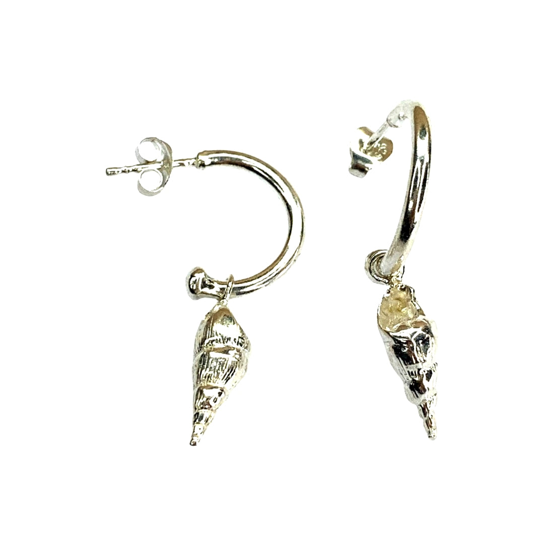 Silver Conical Shell Earring