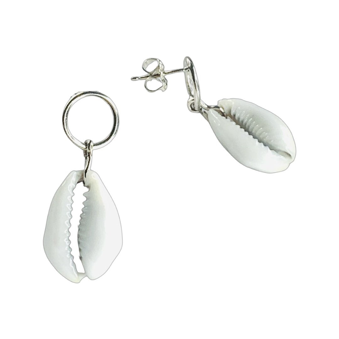 Cowrie shell sterling silver earrings
