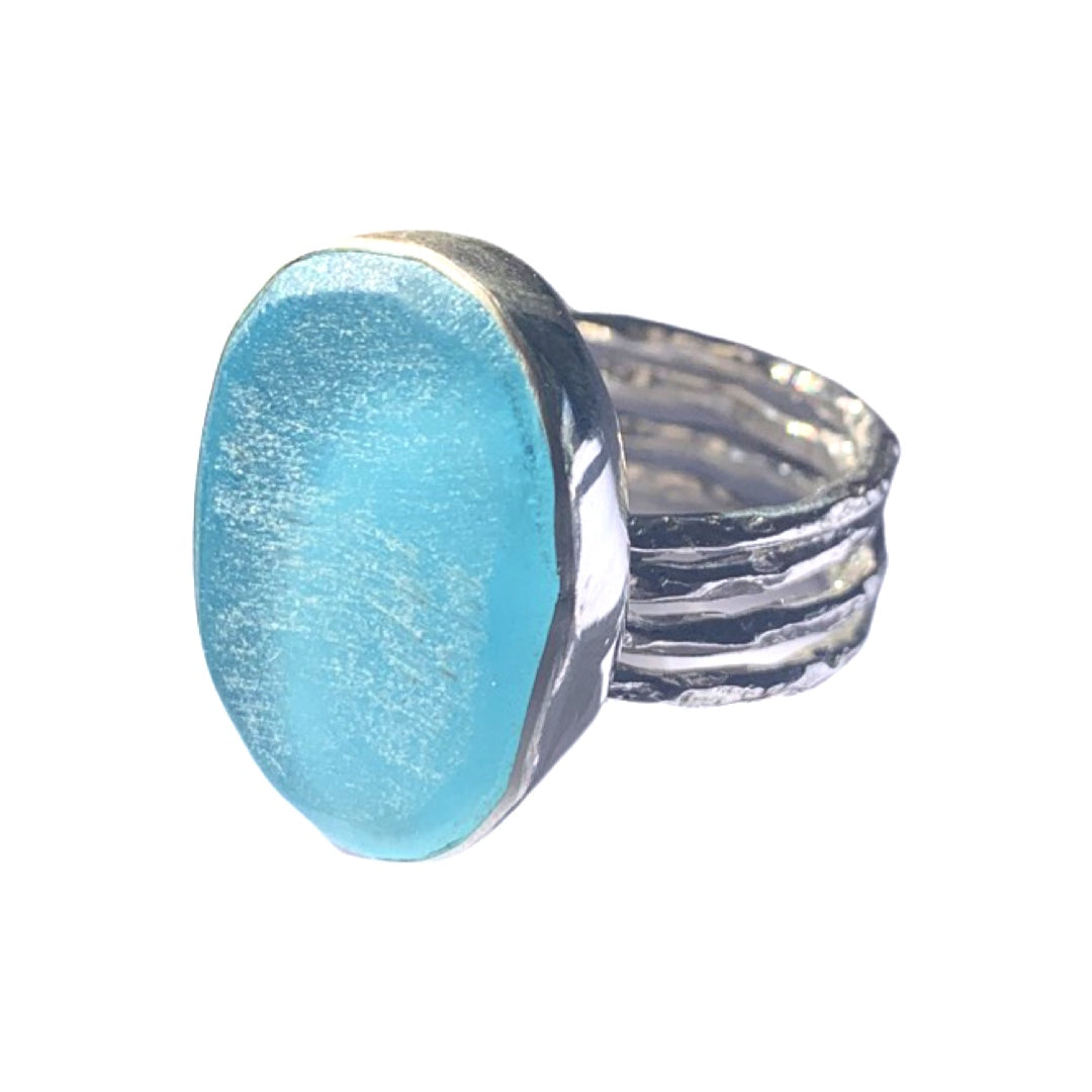 Mykonos Silver Seaglass Ring