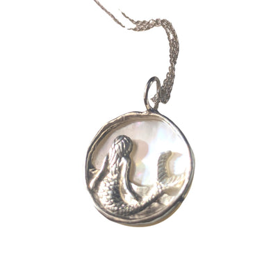 SILVER MOTHER OF PEARL  MERMAID NECKLACE