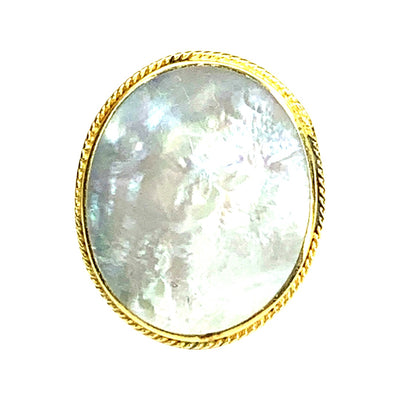 MOTHER OF PEARL SILVER OVAL RING IN SILVER OR GOLD
