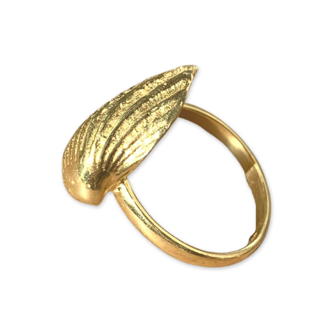 Gold Clam Shell Adjustable ring