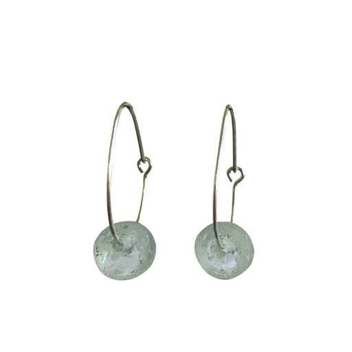 Silver Recycled Glass Hoop Earrings
