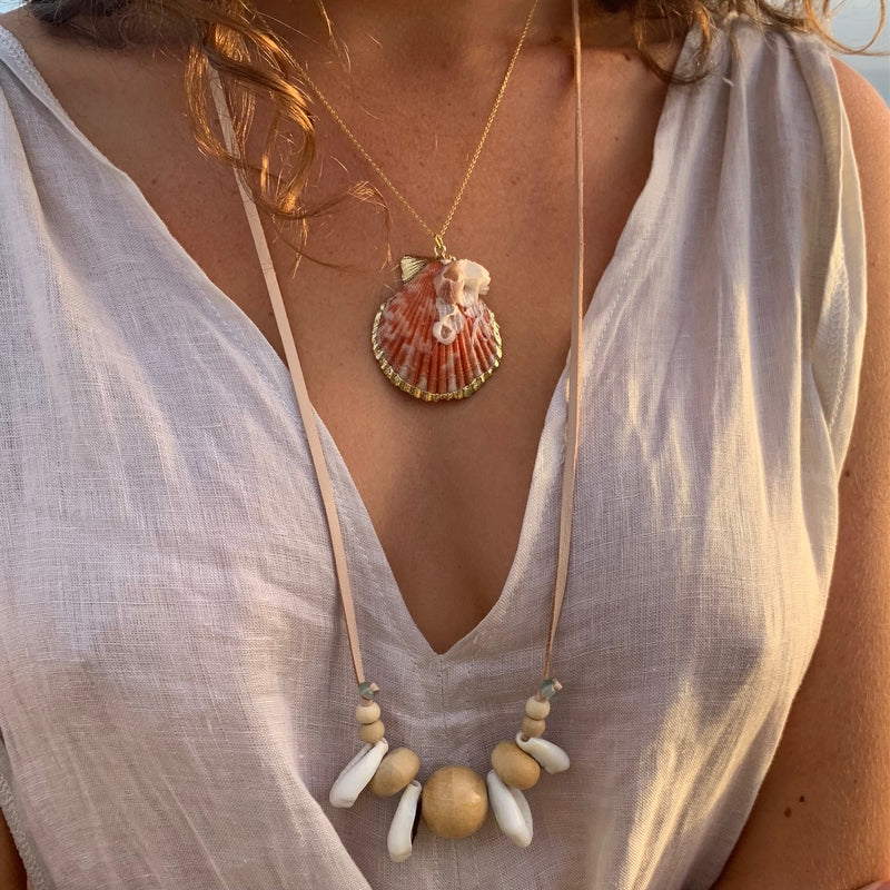 Shell and Wood Necklace